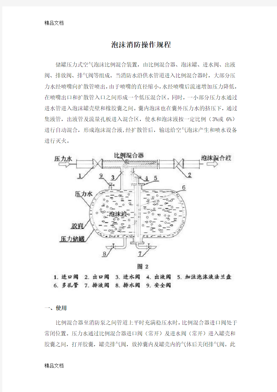 消防泡沫罐操作规程资料