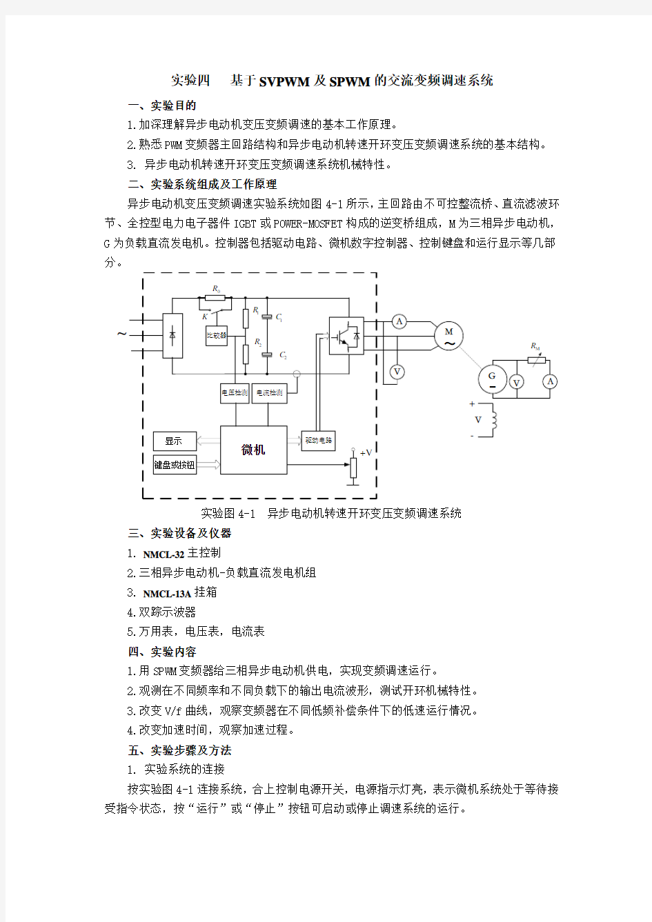 实验四-异步电动机转速开环变压变频调速系统