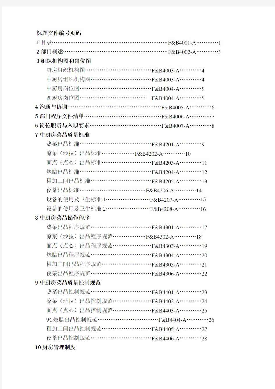 厨房管理工作手册sop