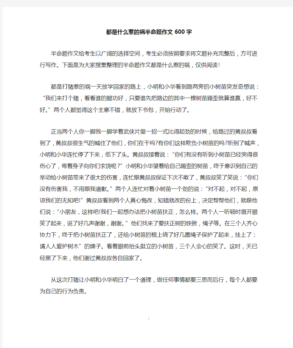 都是什么惹的祸半命题作文600字