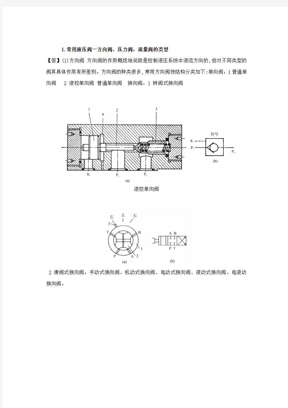 常用液压阀的类型及出现的问题解答