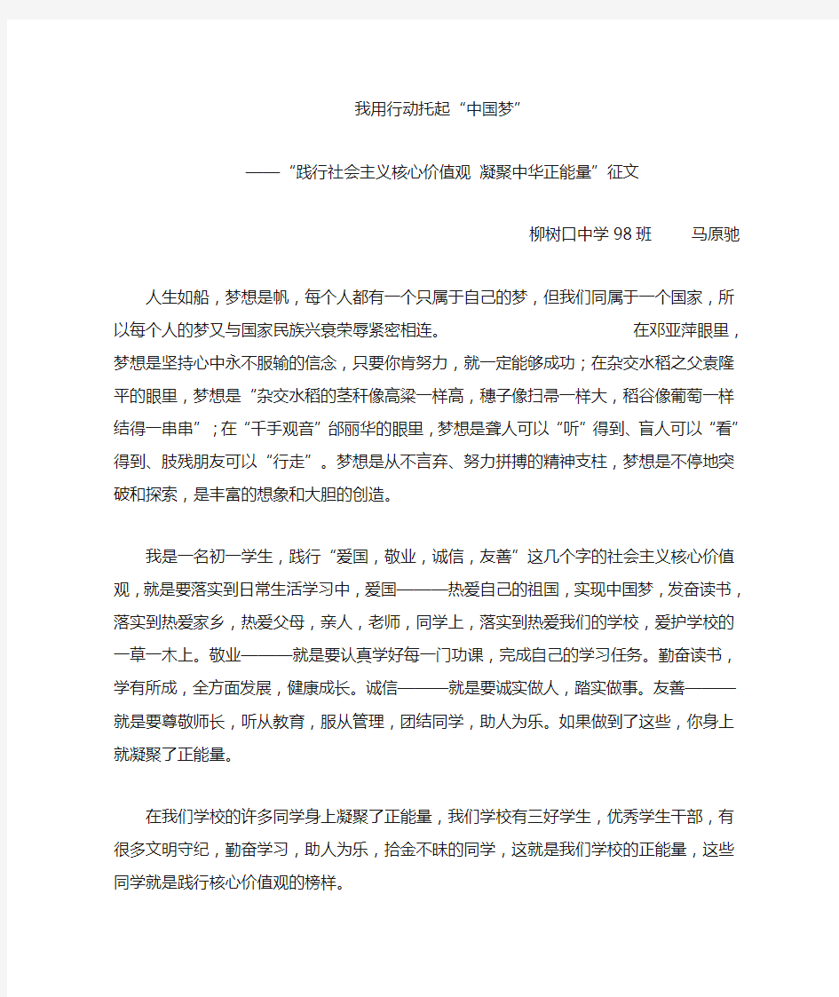 践行核心价值观凝聚中华正能量征文