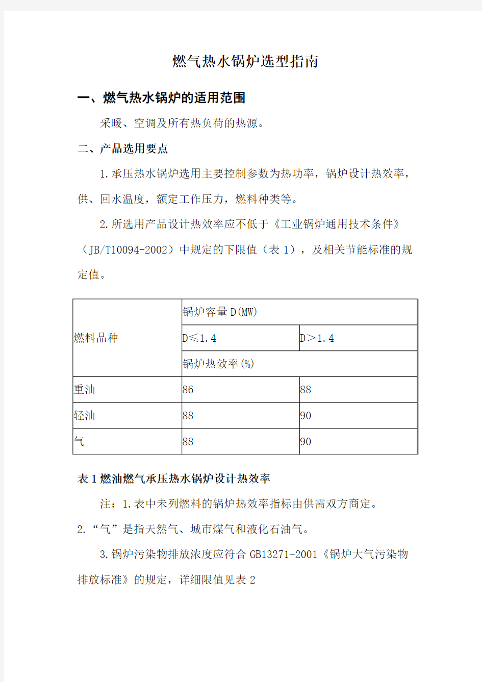 燃气热水锅炉选型指南