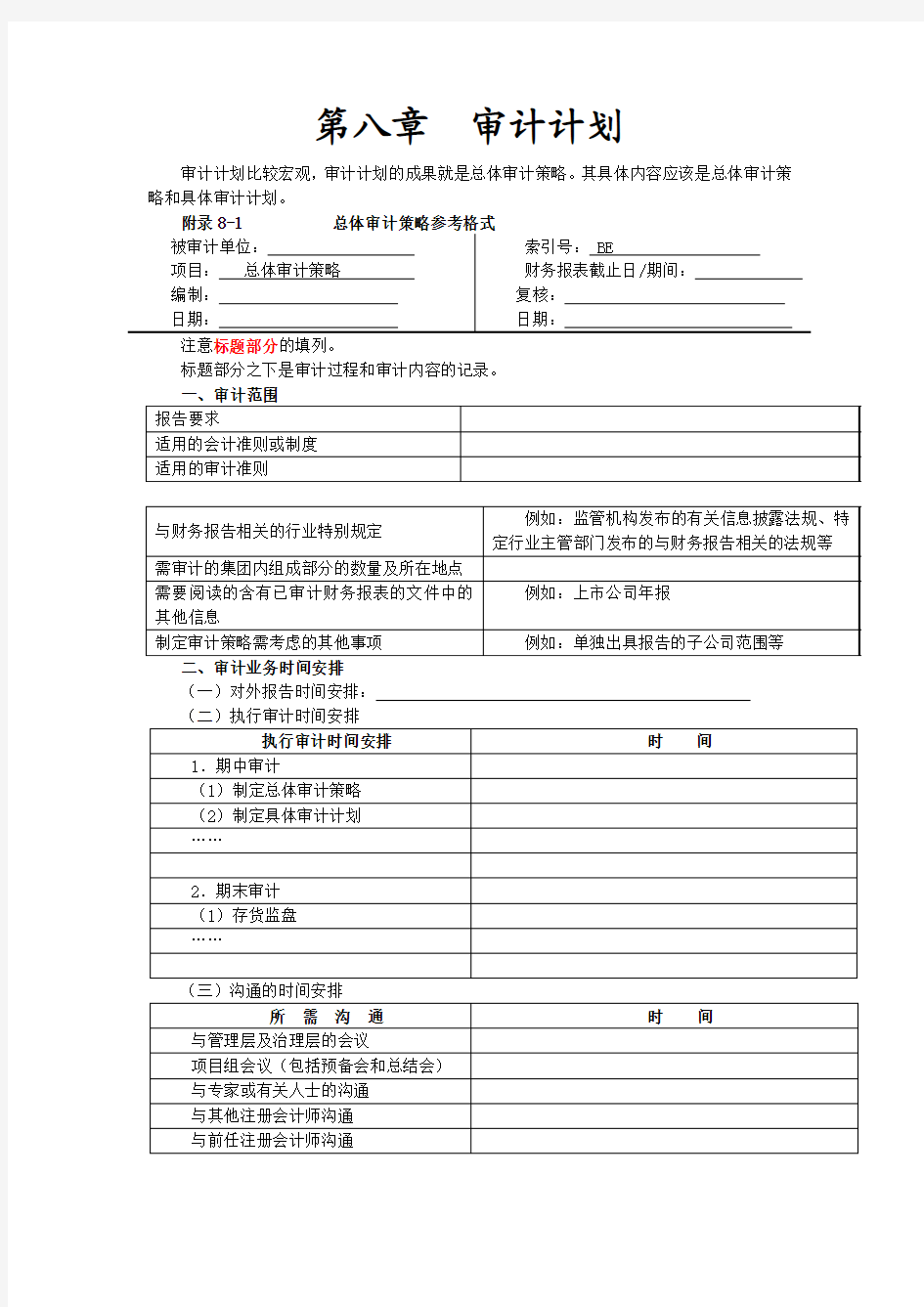 第八章 审计计划(1)