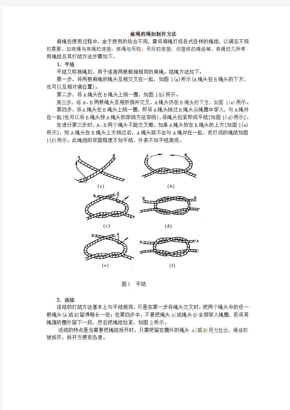 麻绳绳扣打法图示