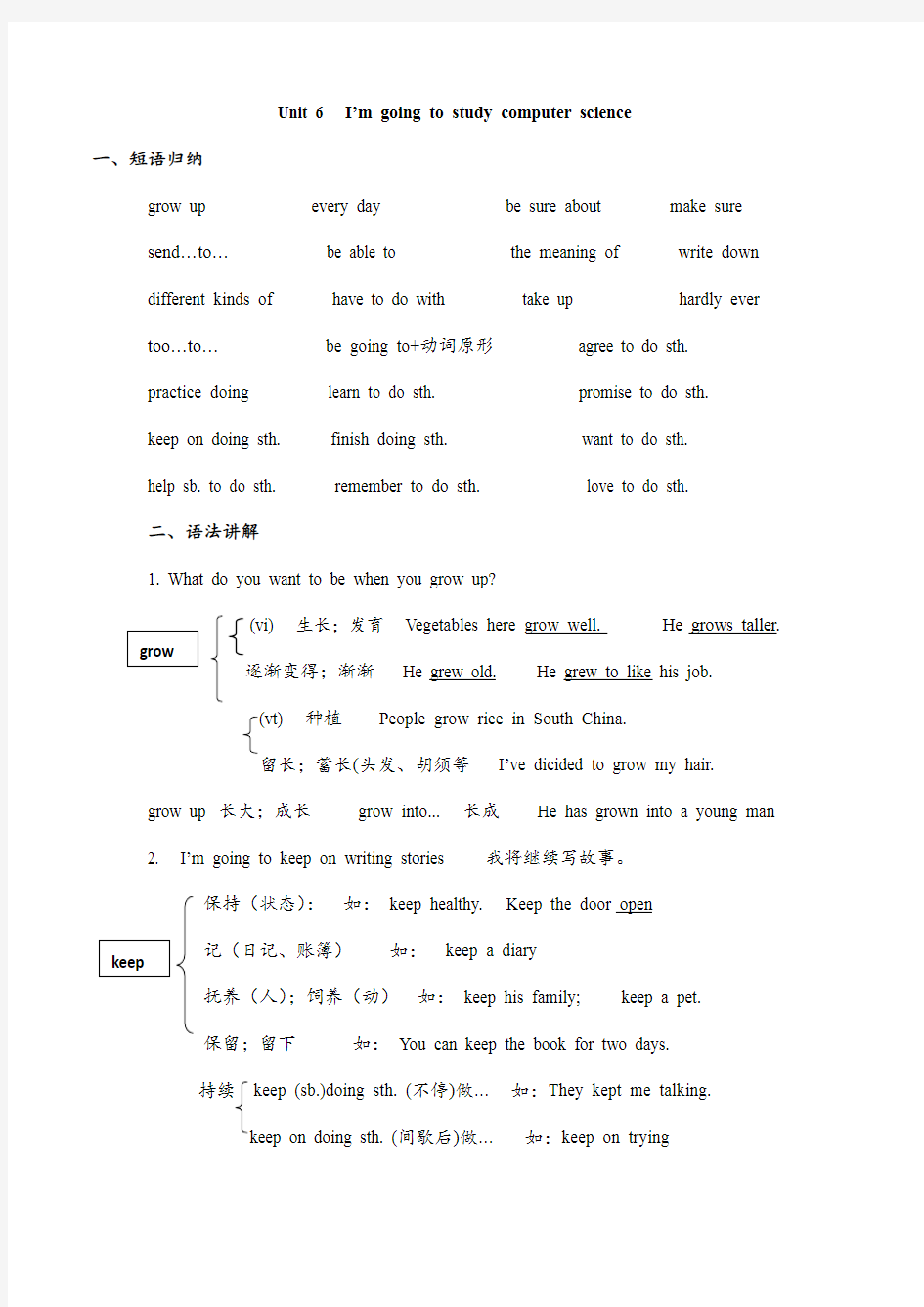 人教版八年级上册英语unit-6单元知识