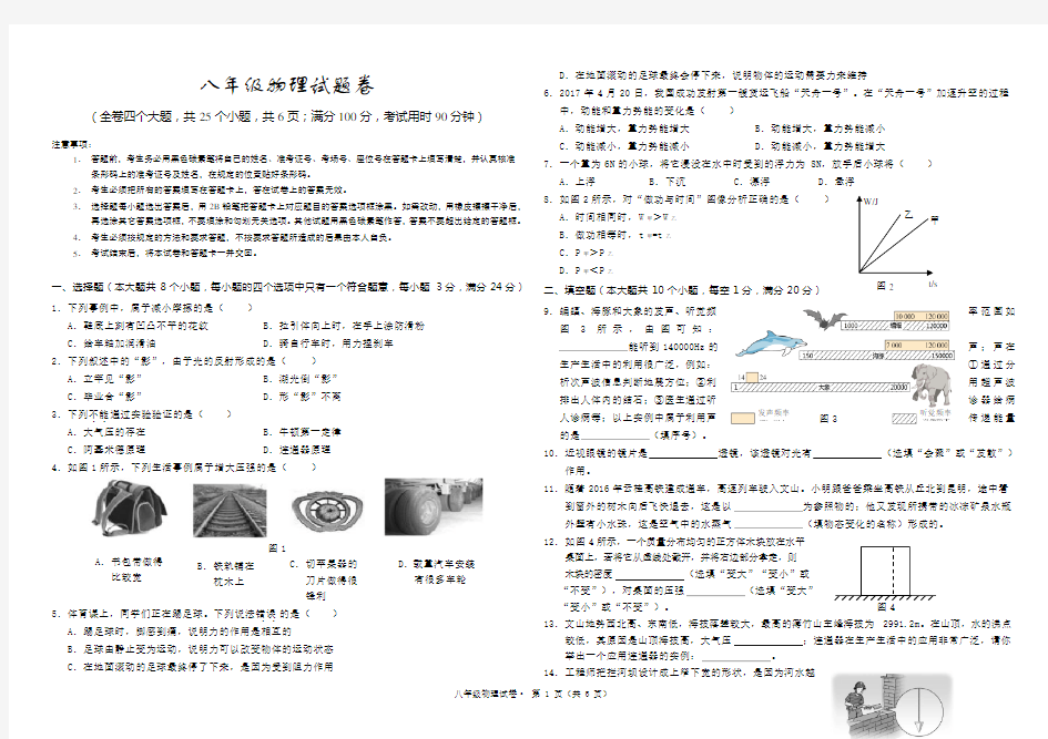 八年级下册物理试卷(人教版)