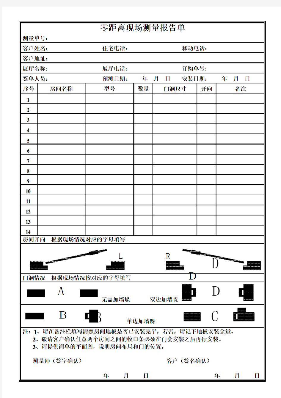 木门测量单