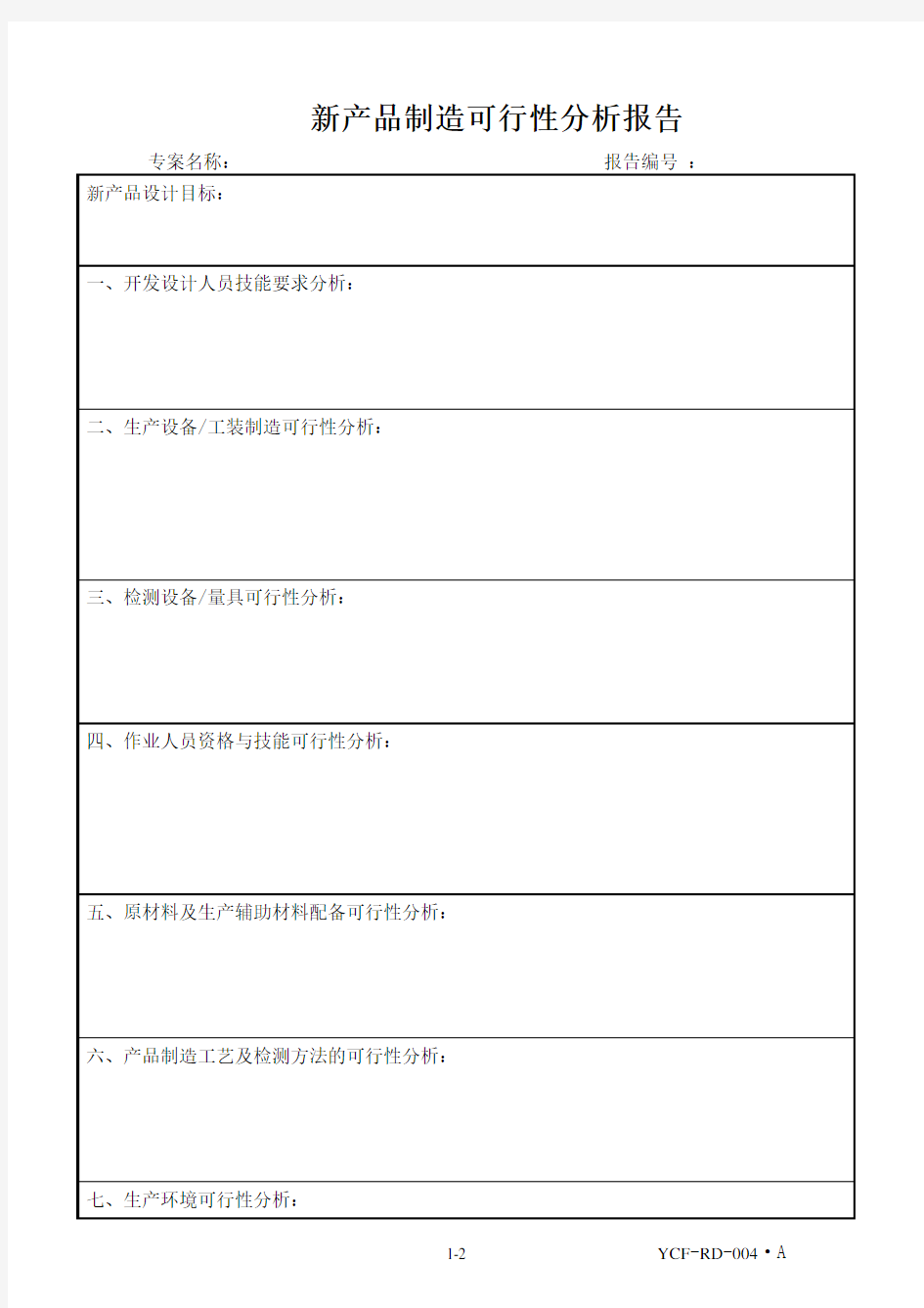 新产品制造可行性分析报告