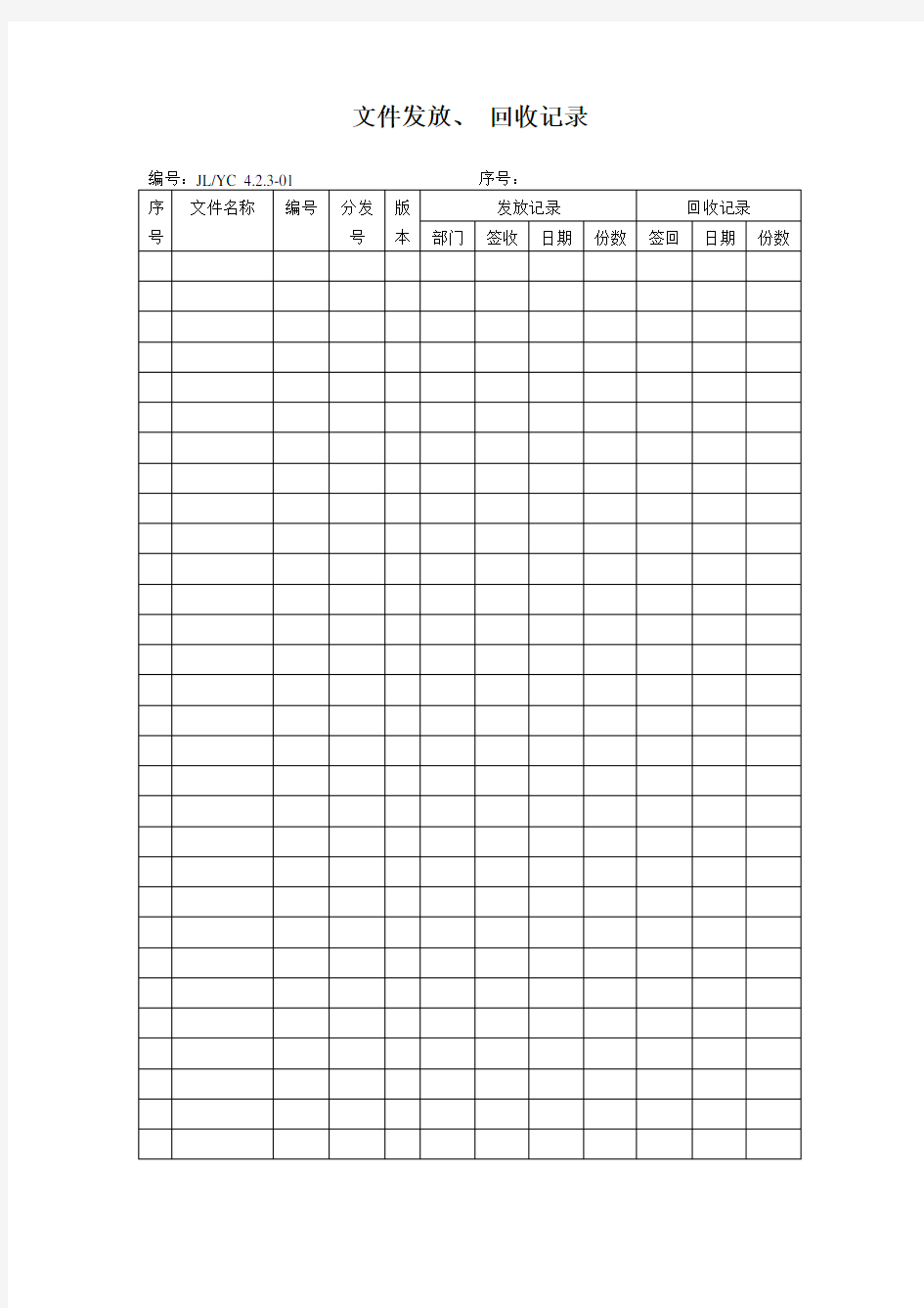 企业质量管理体系全套完整表格