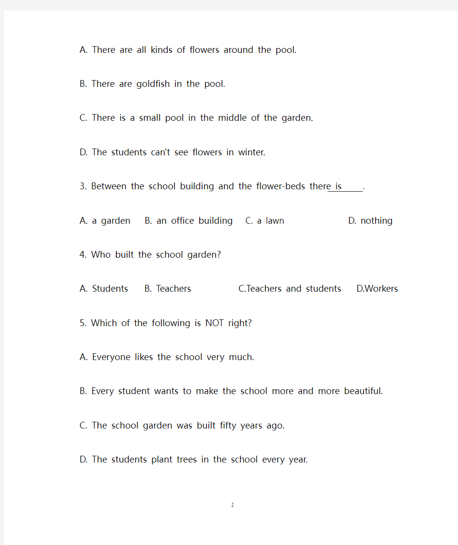 初中英语八年级英语阅读理解10篇附答案