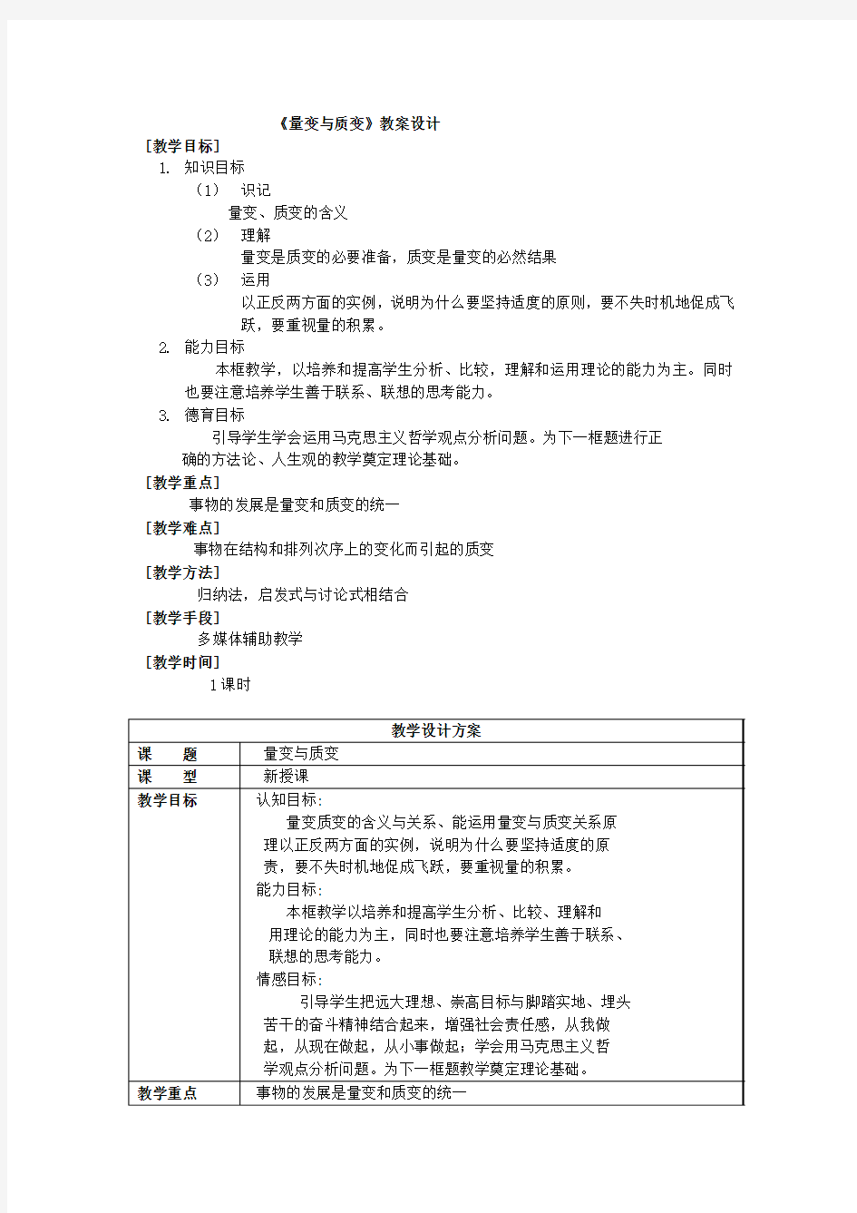 《量变与质变》教案设计