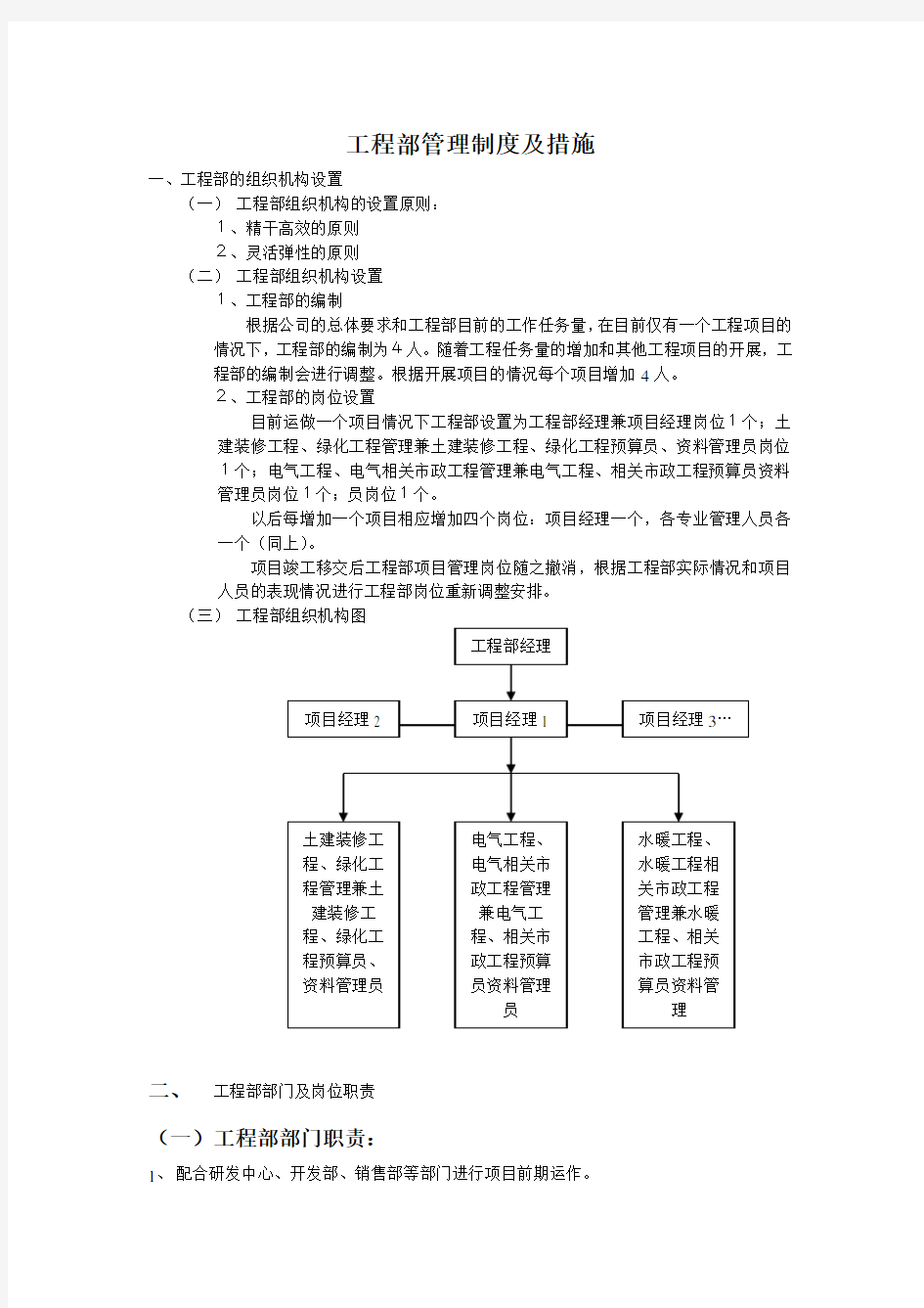 装饰公司工程部管理制度及措施