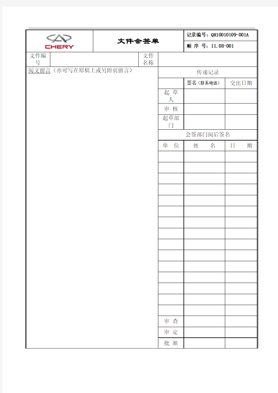 文件会签单格式