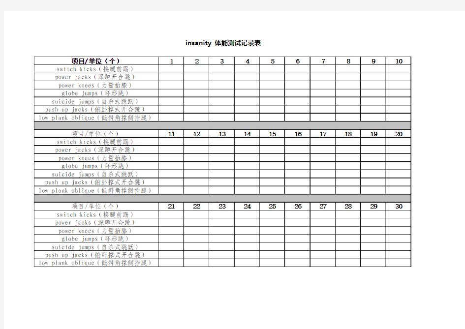 insanity_体能测试记录表