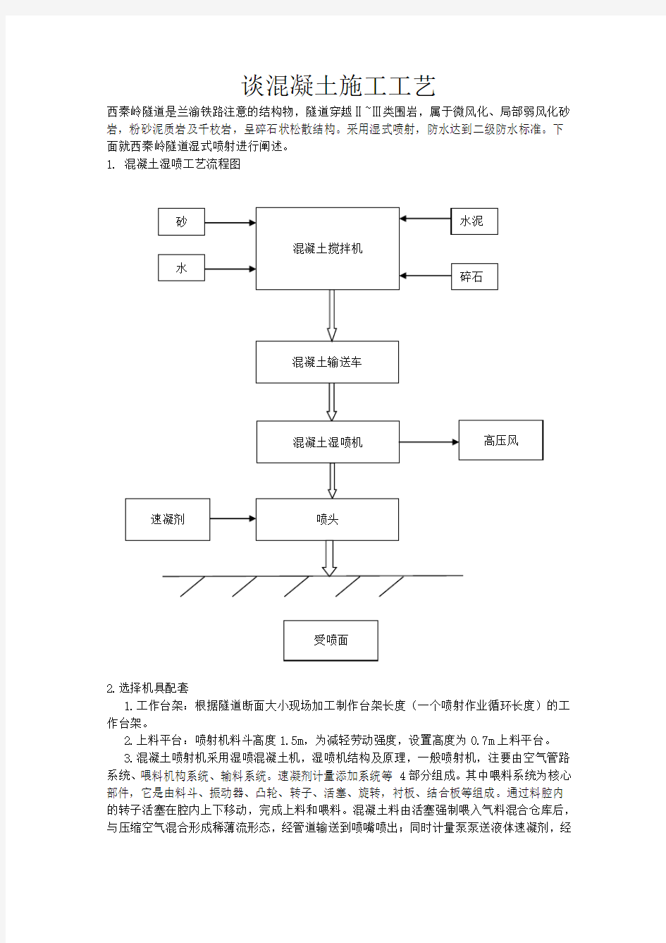 湿喷混凝土施工工艺