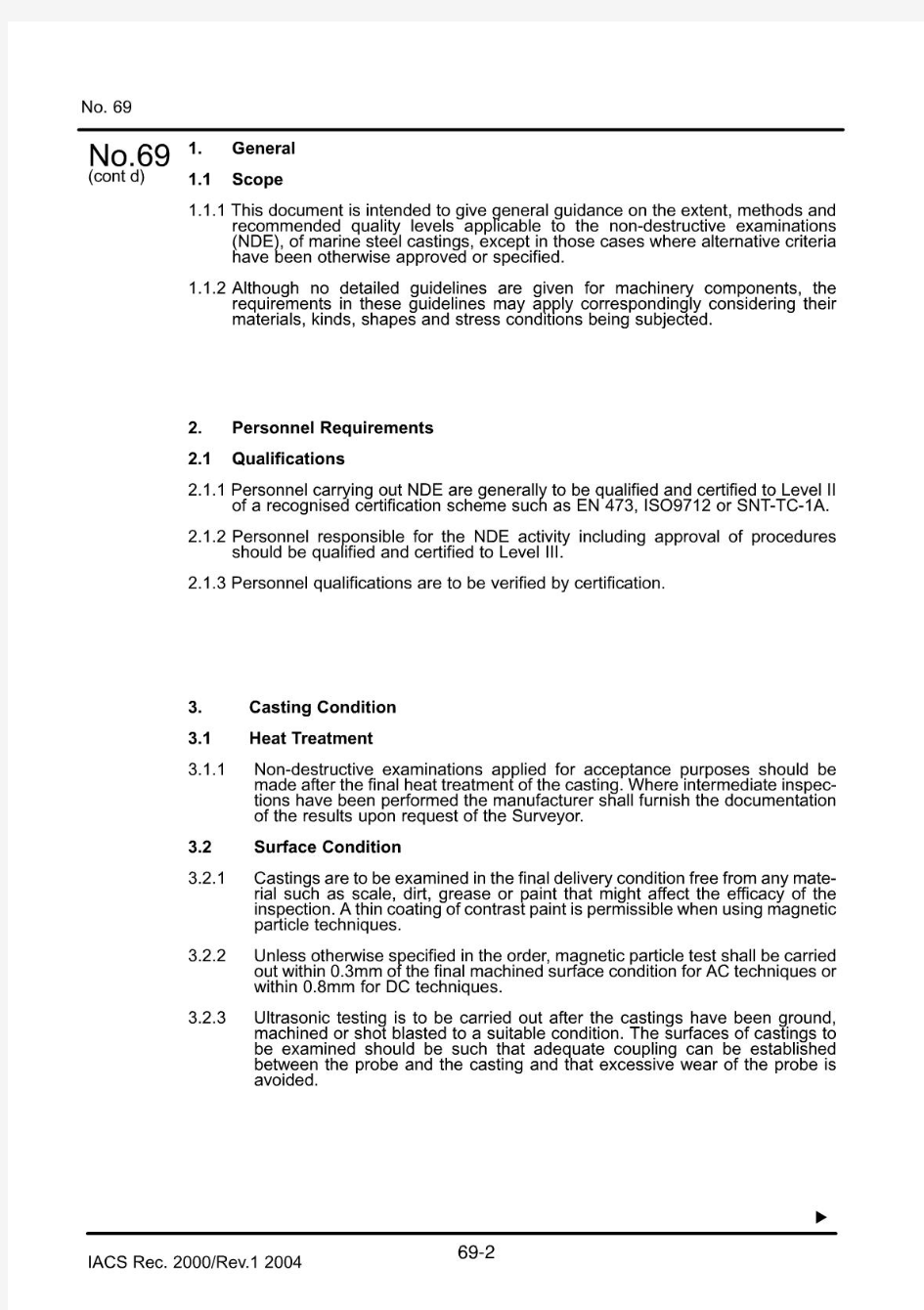 IACS No69 Guidelines for non-destructive examination of marine steel castings(船用铸钢件无损检测)