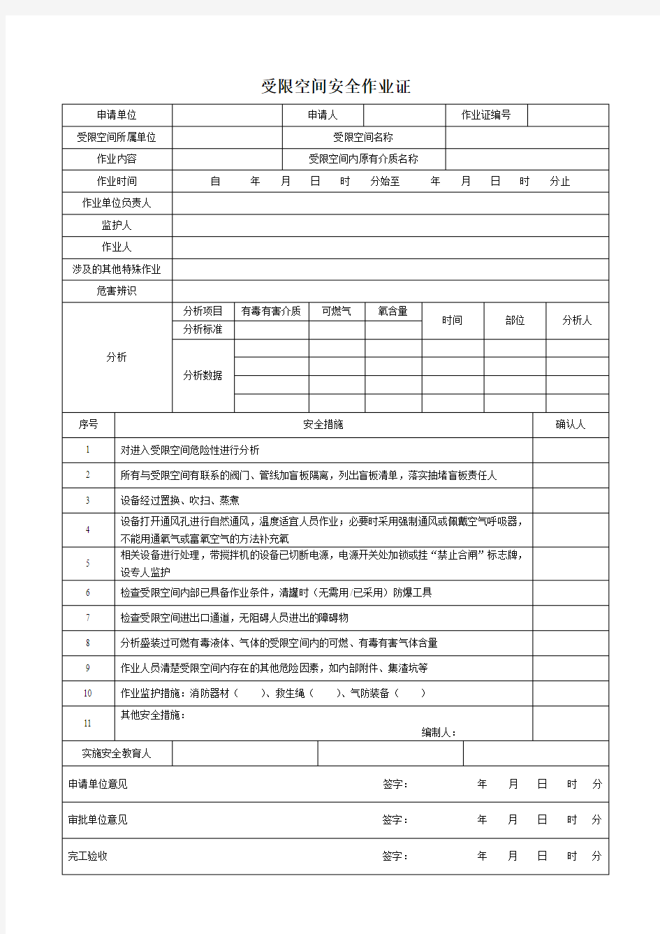 GB 30871-2014 八大特殊作业票证(模板)