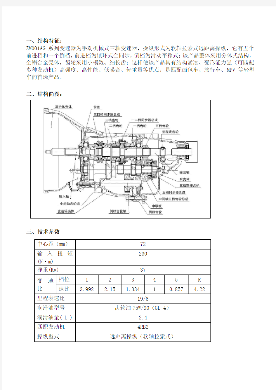 中马变速箱资料