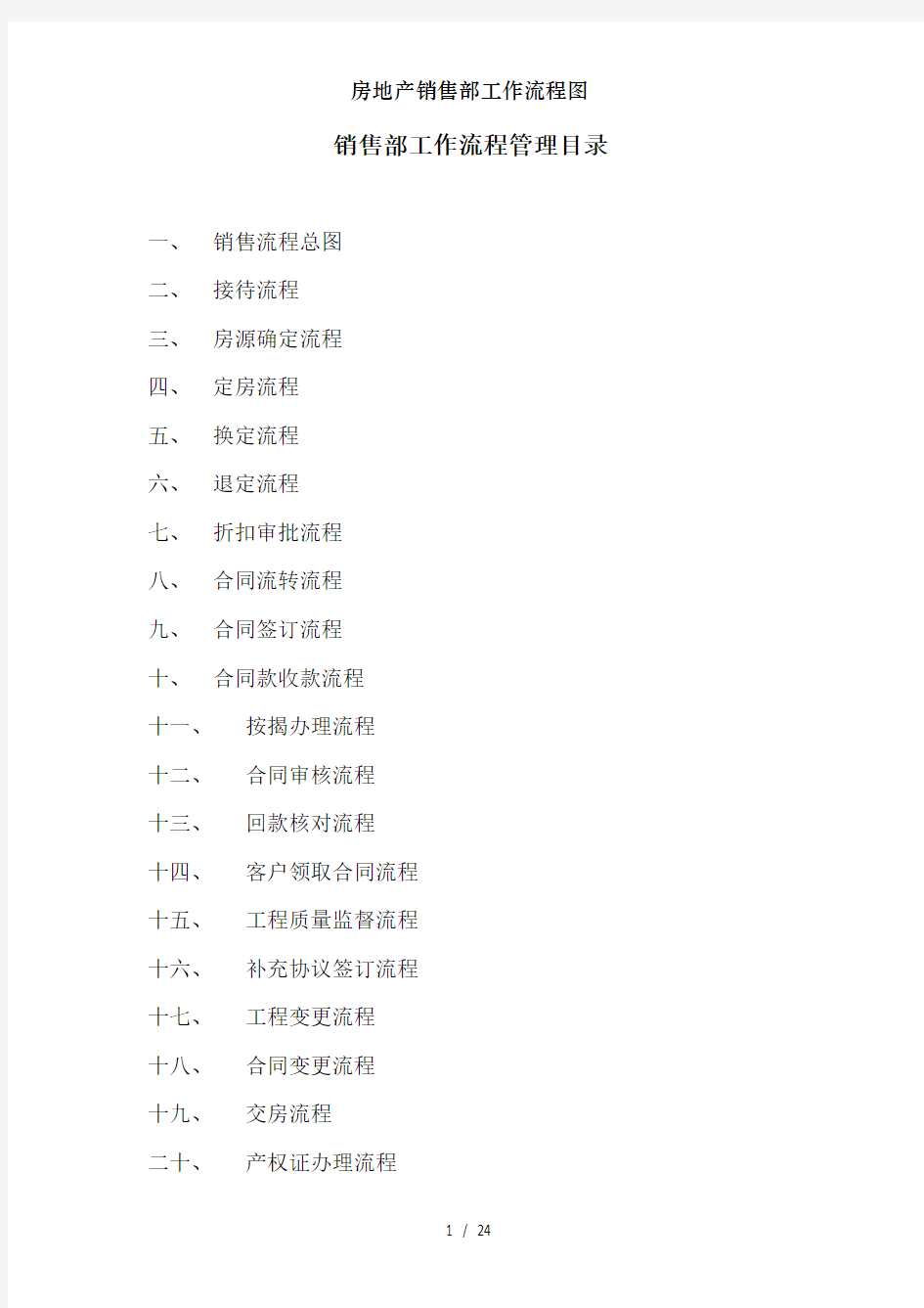 房地产销售部工作流程图