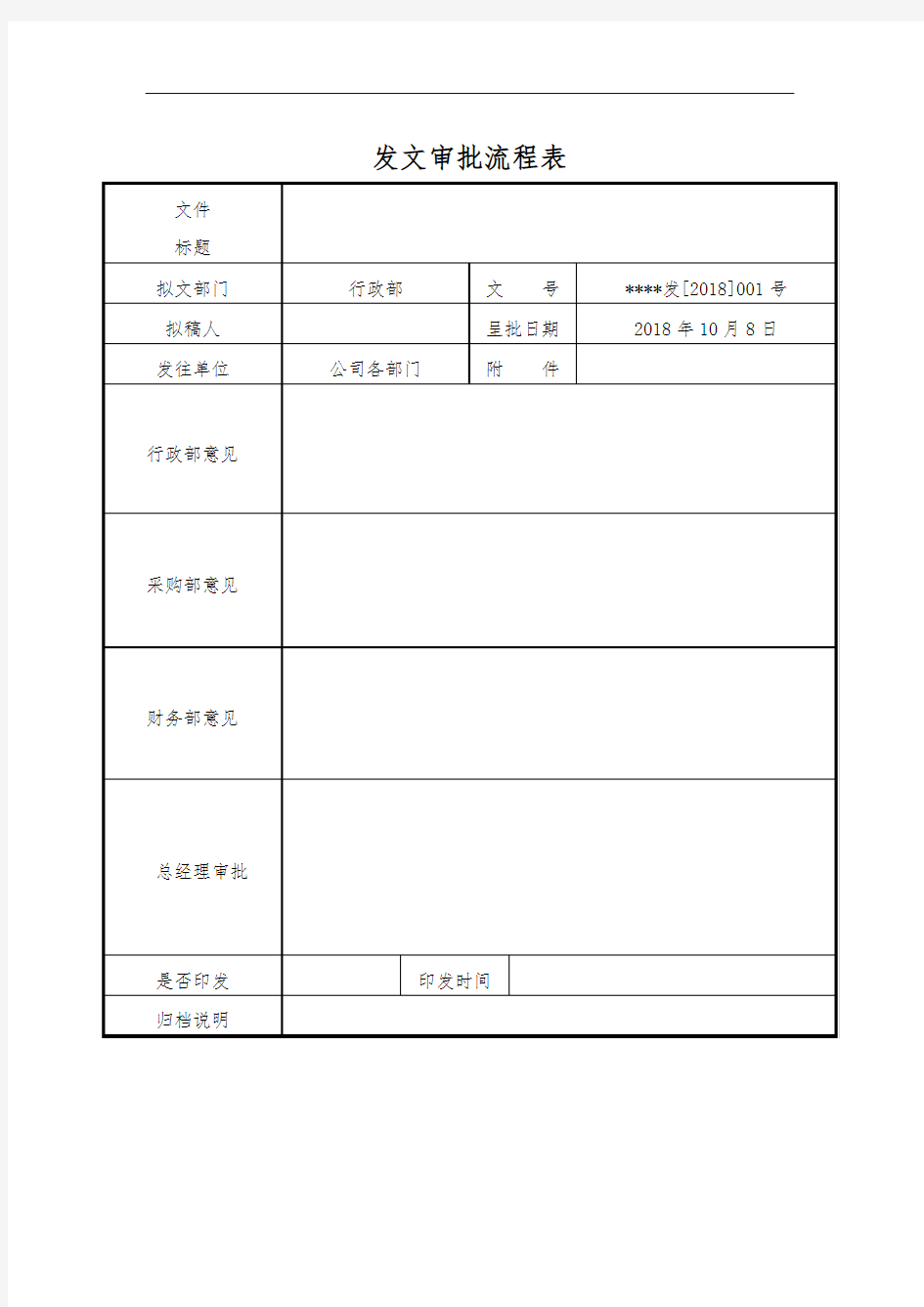 公司发文审批流程表