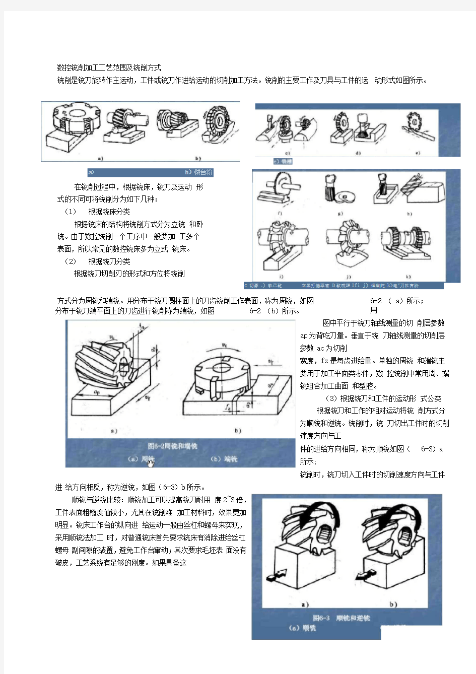 数控铣削加工工艺范围及铣削方式