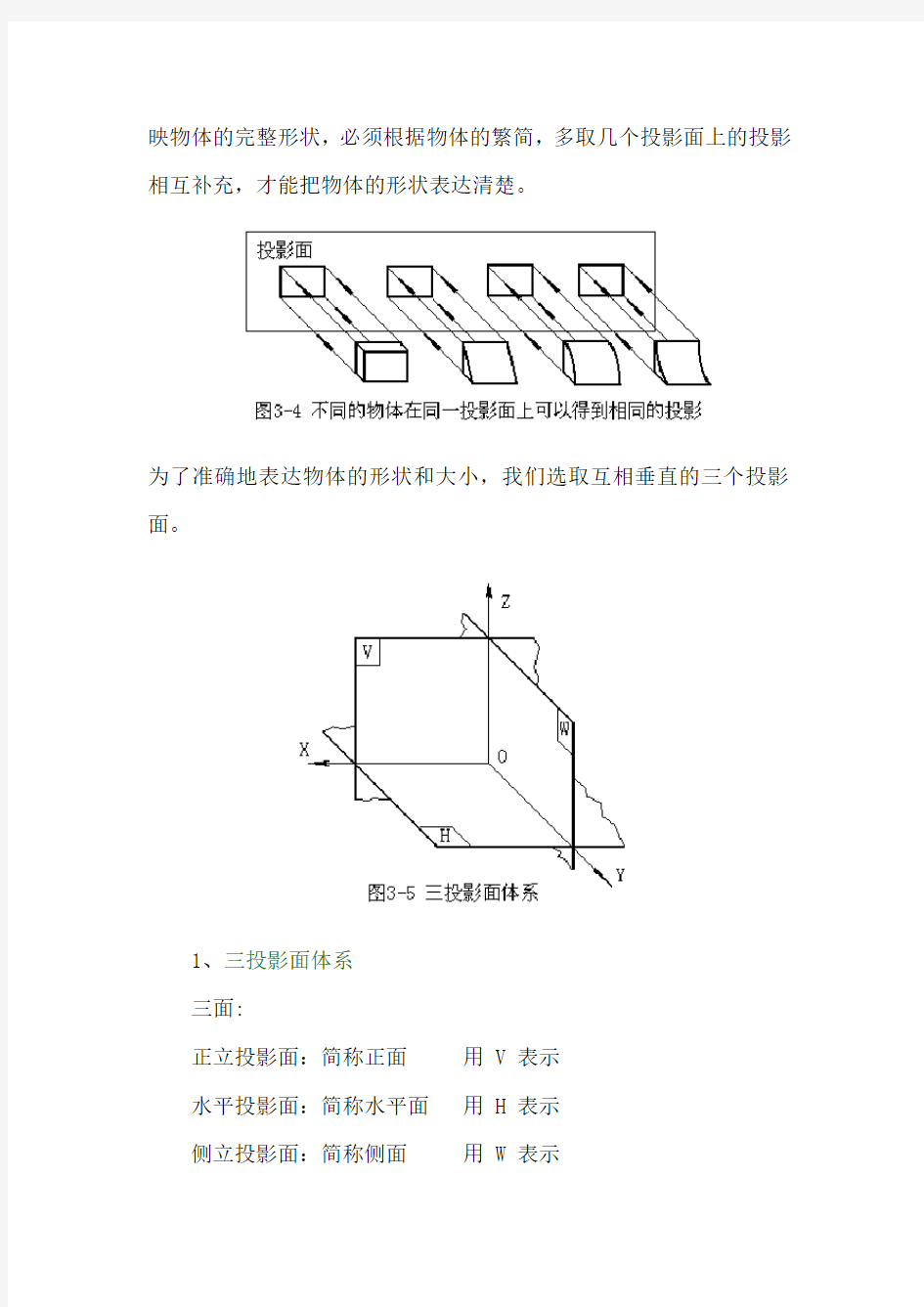 机械制图——三视图的形成及投影规律