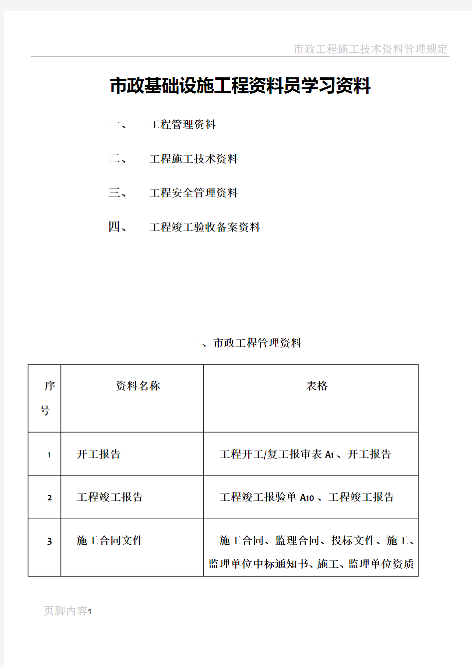 市政工程施工技术资料组卷要求