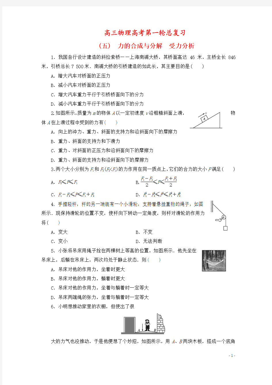 力的合成与分解 受力分析