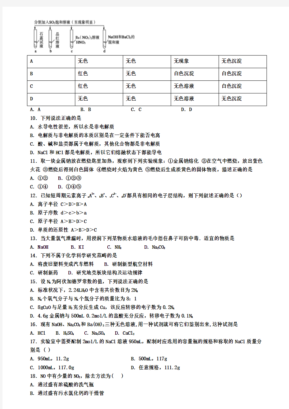 【化学5份合集】北京市海淀区2019-2020学年化学高一上期末经典模拟试题