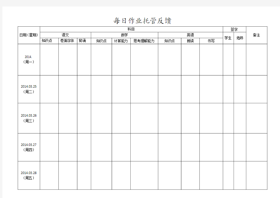 每日作业托管反馈