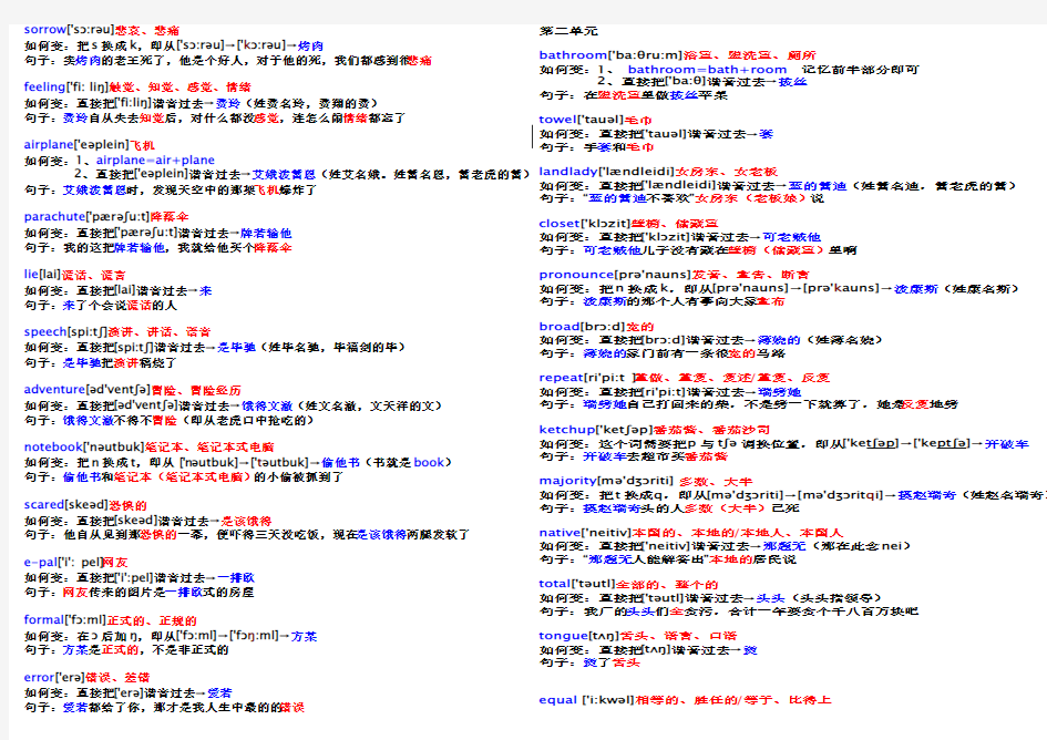 谐音背单词联想记忆七天背完高中单词打印版