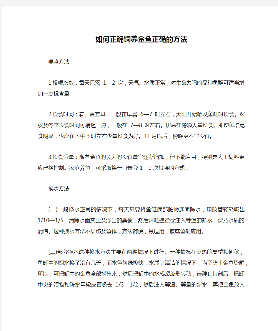 如何正确饲养金鱼正确的方法