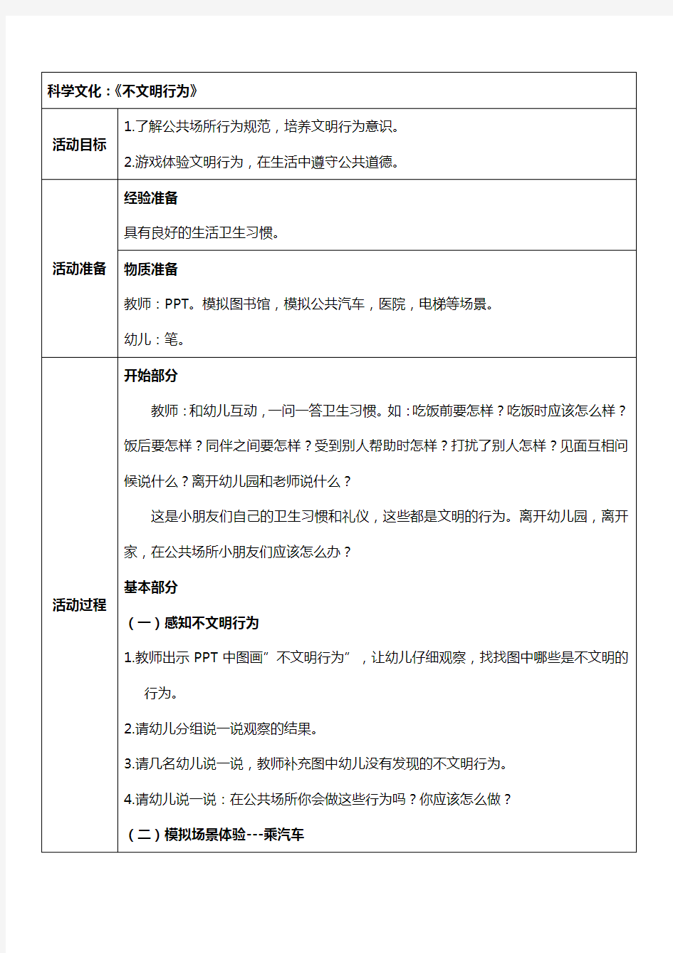 最新幼儿园学前班幼小衔接科学文化教案--不文明行为