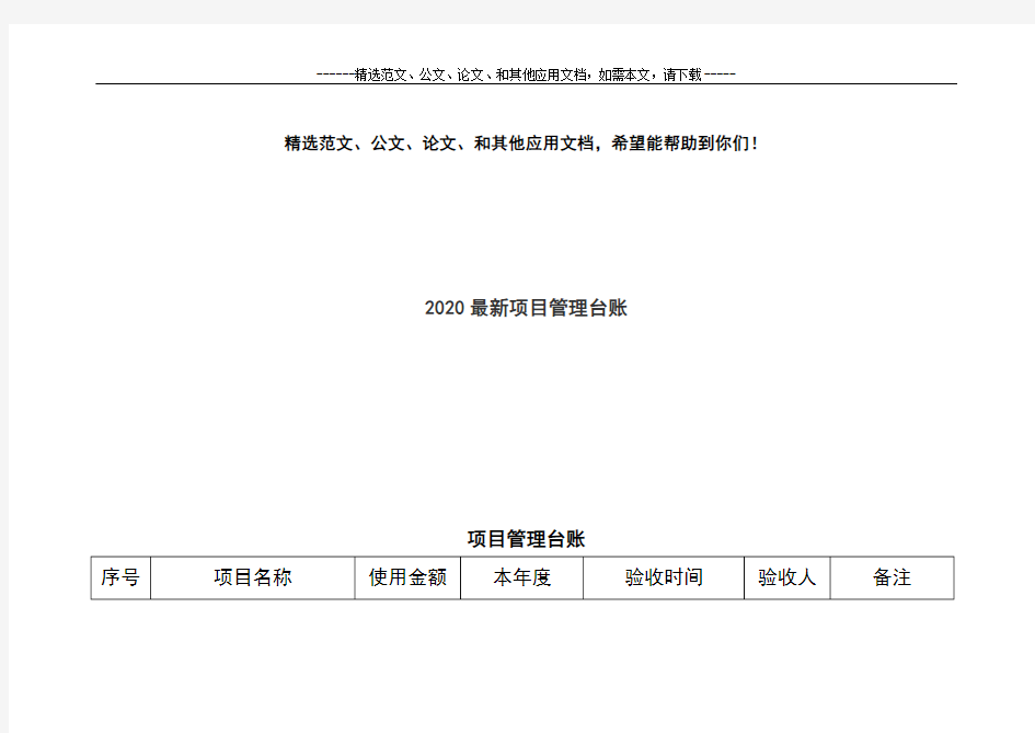 2020最新项目管理台账