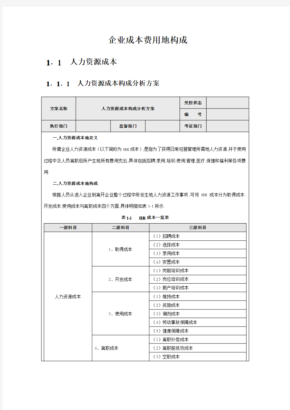 企业成本费用的构成