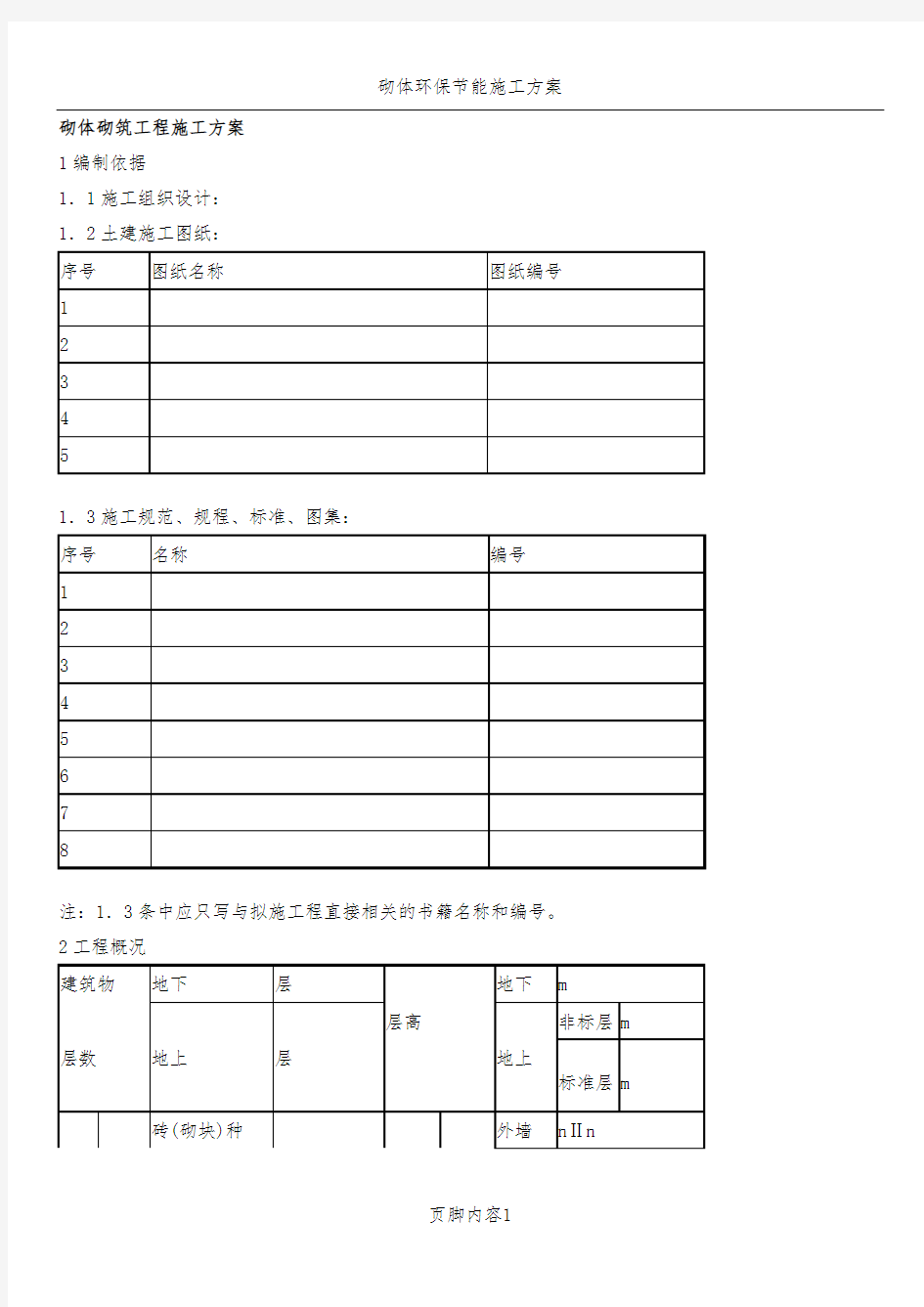 砌体砌筑工程施工方案(模板)