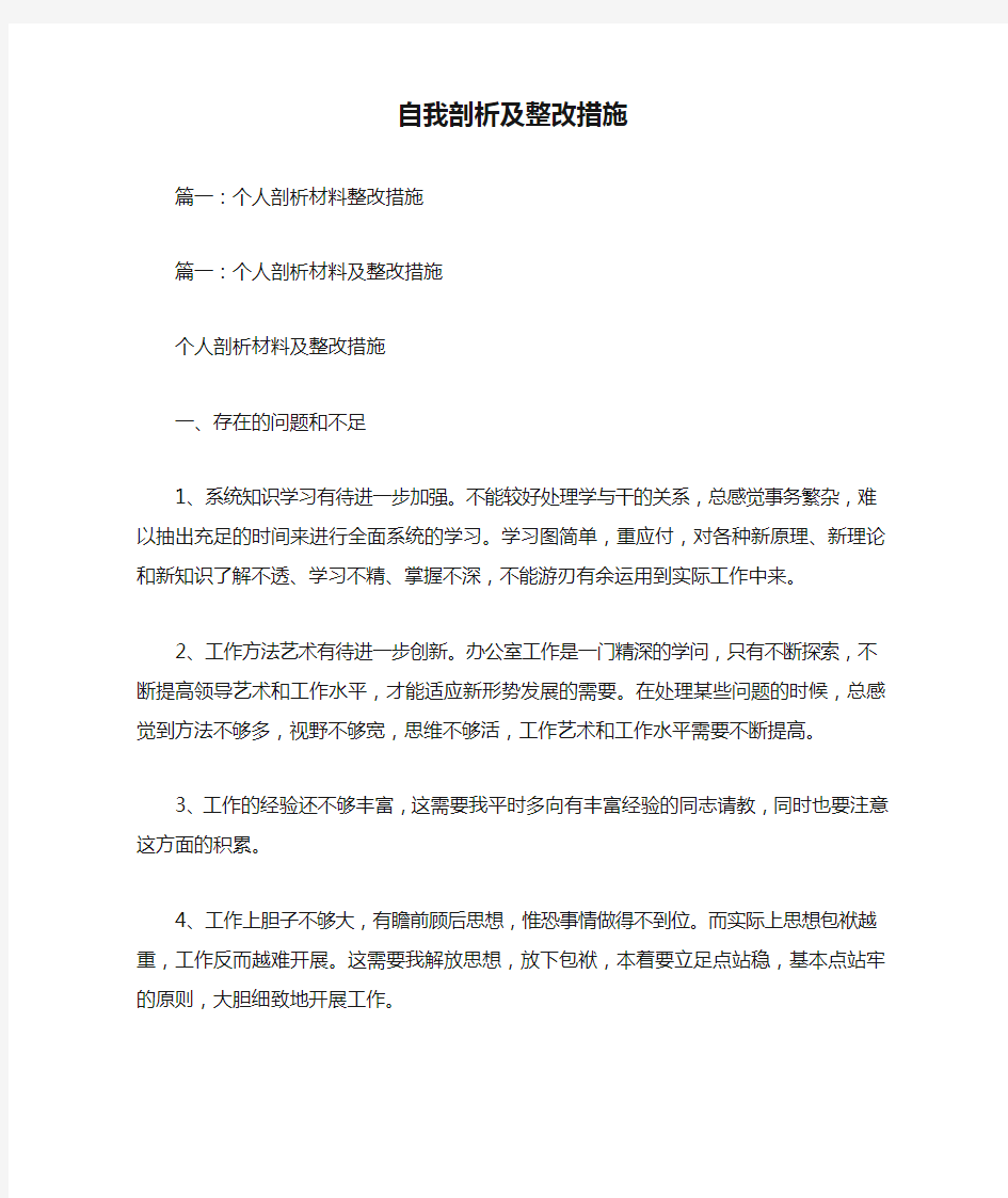 自我剖析及整改措施