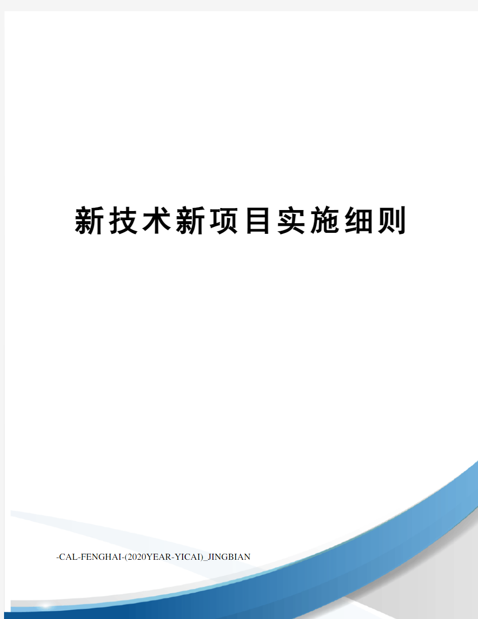 新技术新项目实施细则