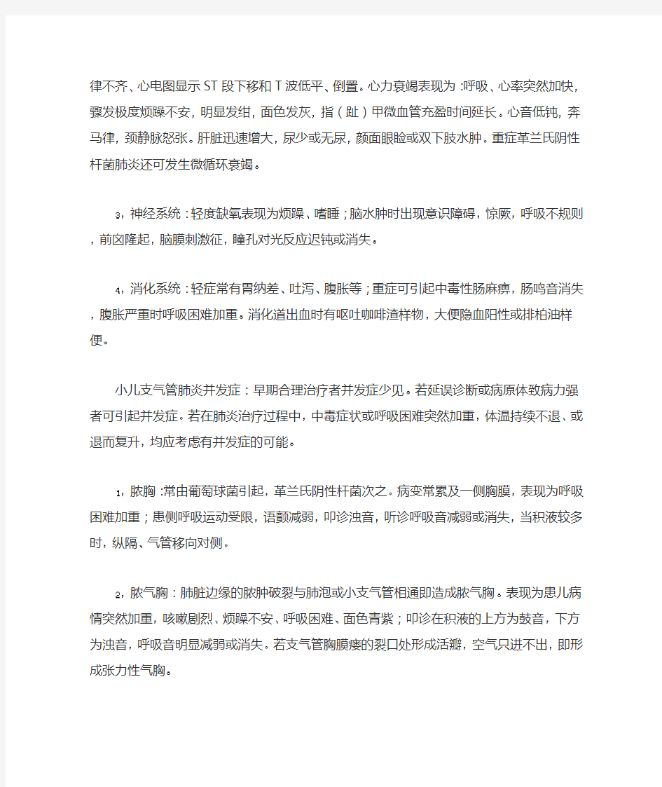 小儿支气管肺炎是小儿时期最常见的肺炎