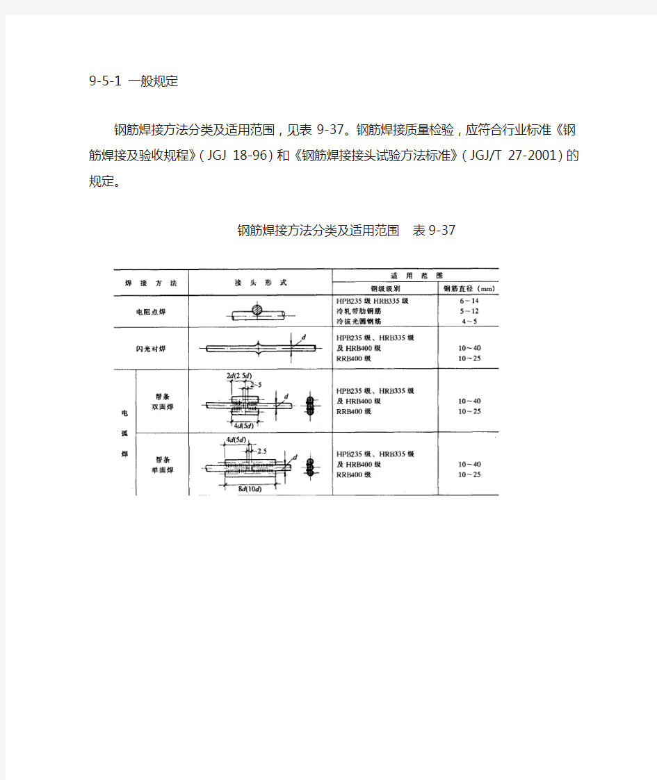 钢筋焊接方法分类及适用范围