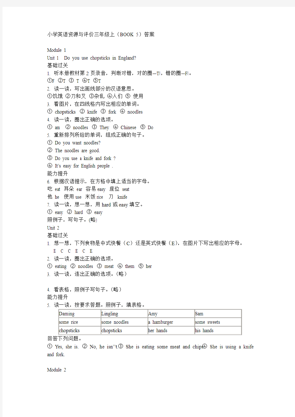 小学英语资源与评价三年级上