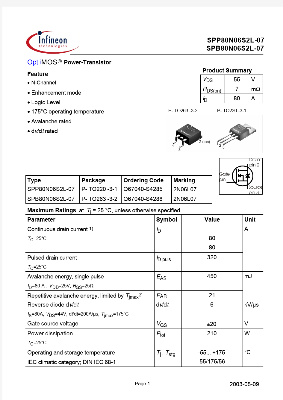 SPP80N06S2L-07中文资料