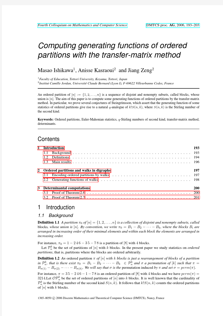 Computing generating functions of ordered partitions with the transfer-matrix method