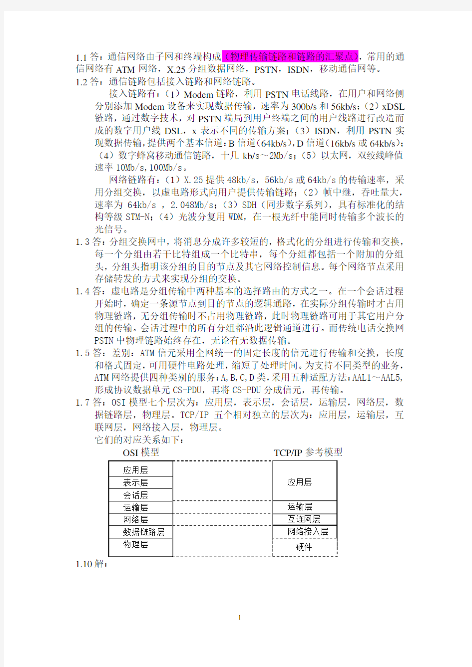 通信网络基础答案