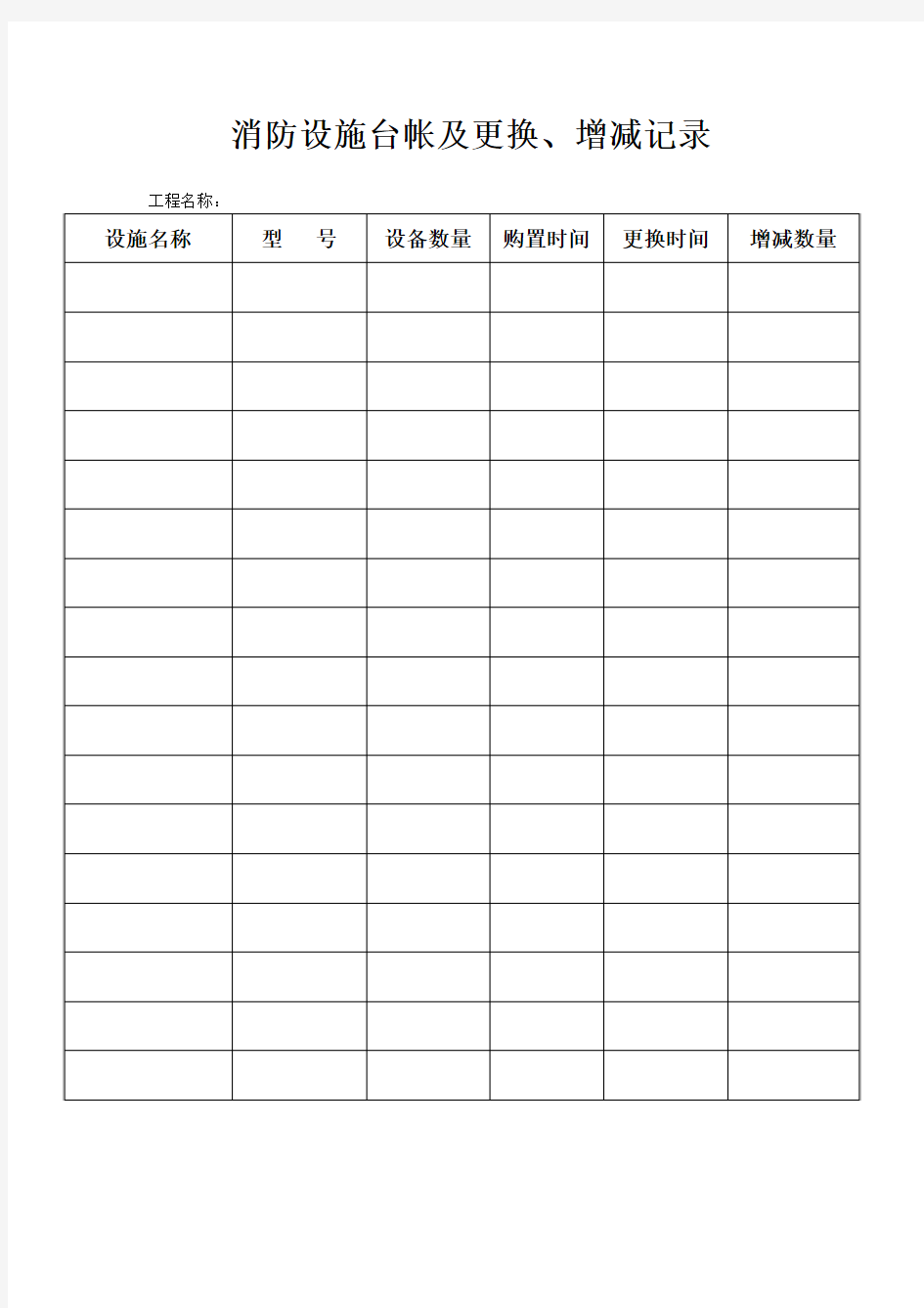 消防设施台账及更换、增减记录