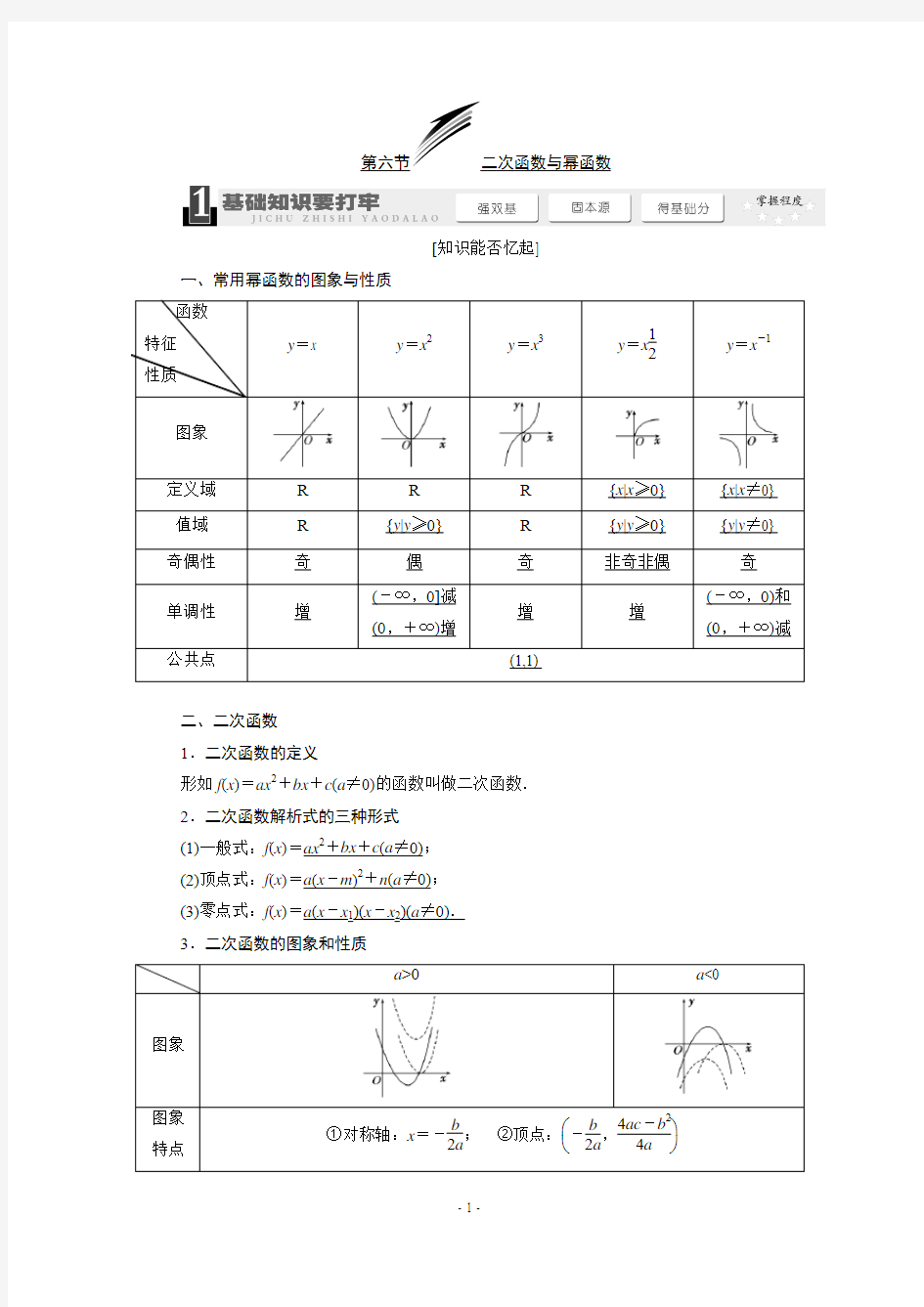 二次函数与幂函数