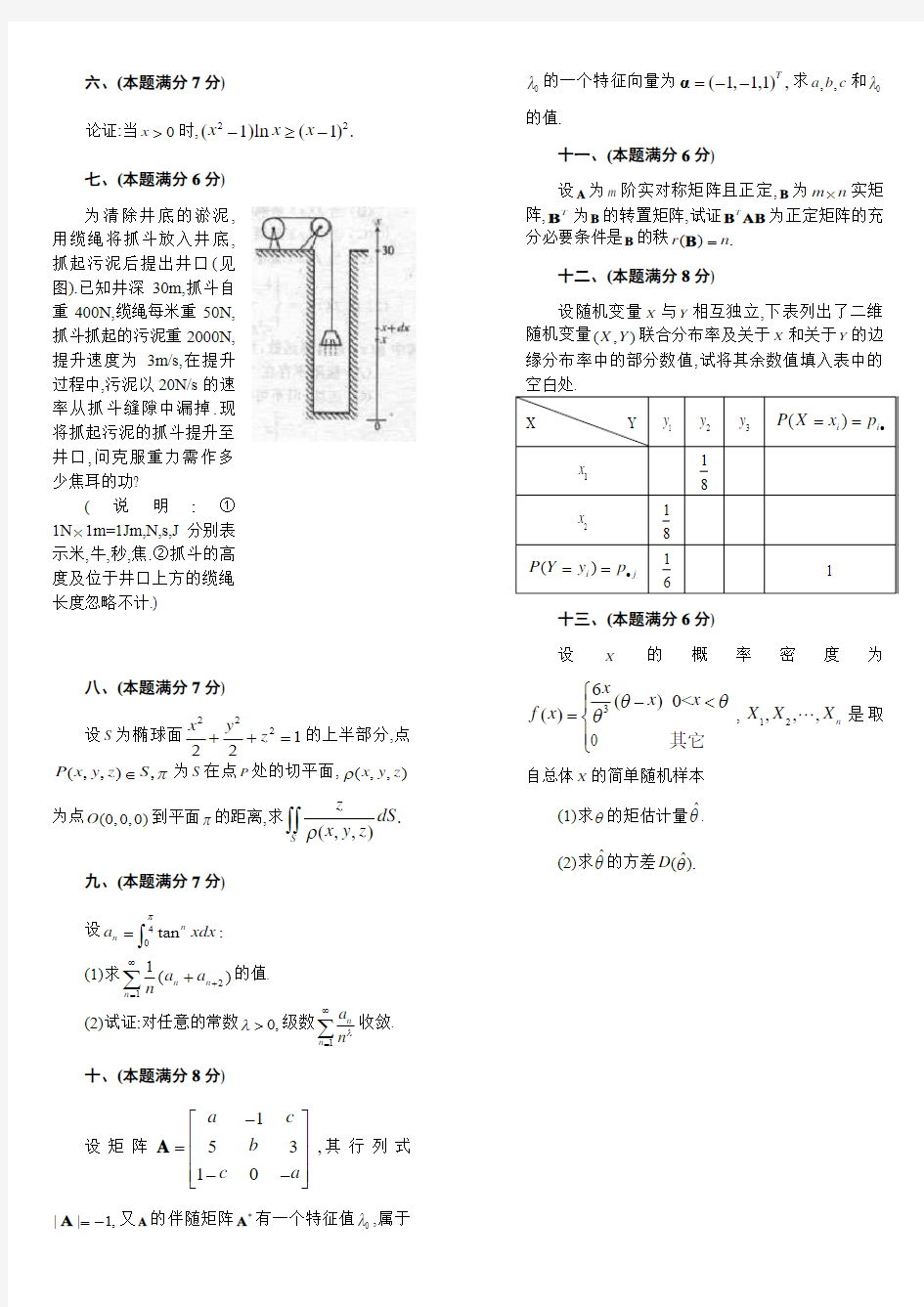考研数学一历年真题(1999-2013)打印版