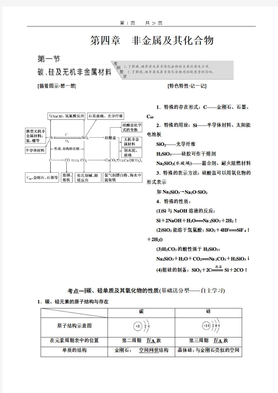 高中化学必修一非金属及其化合物