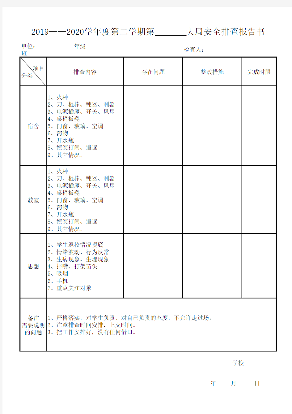 安全排查报告书模板